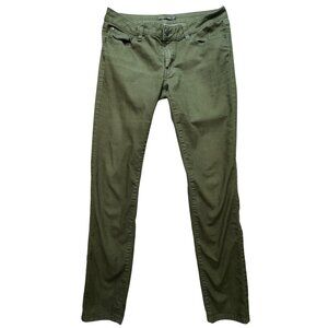 Prana Womens Skinny Pants 10/30 Olive Green Organic Cotton Blend Ankle Casual